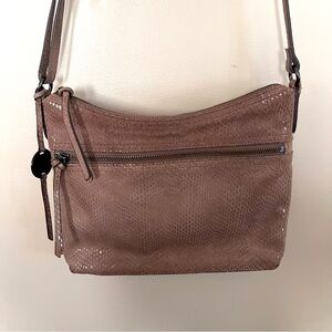 Margot Mary Scoop Tan Snakeskin Crossbody